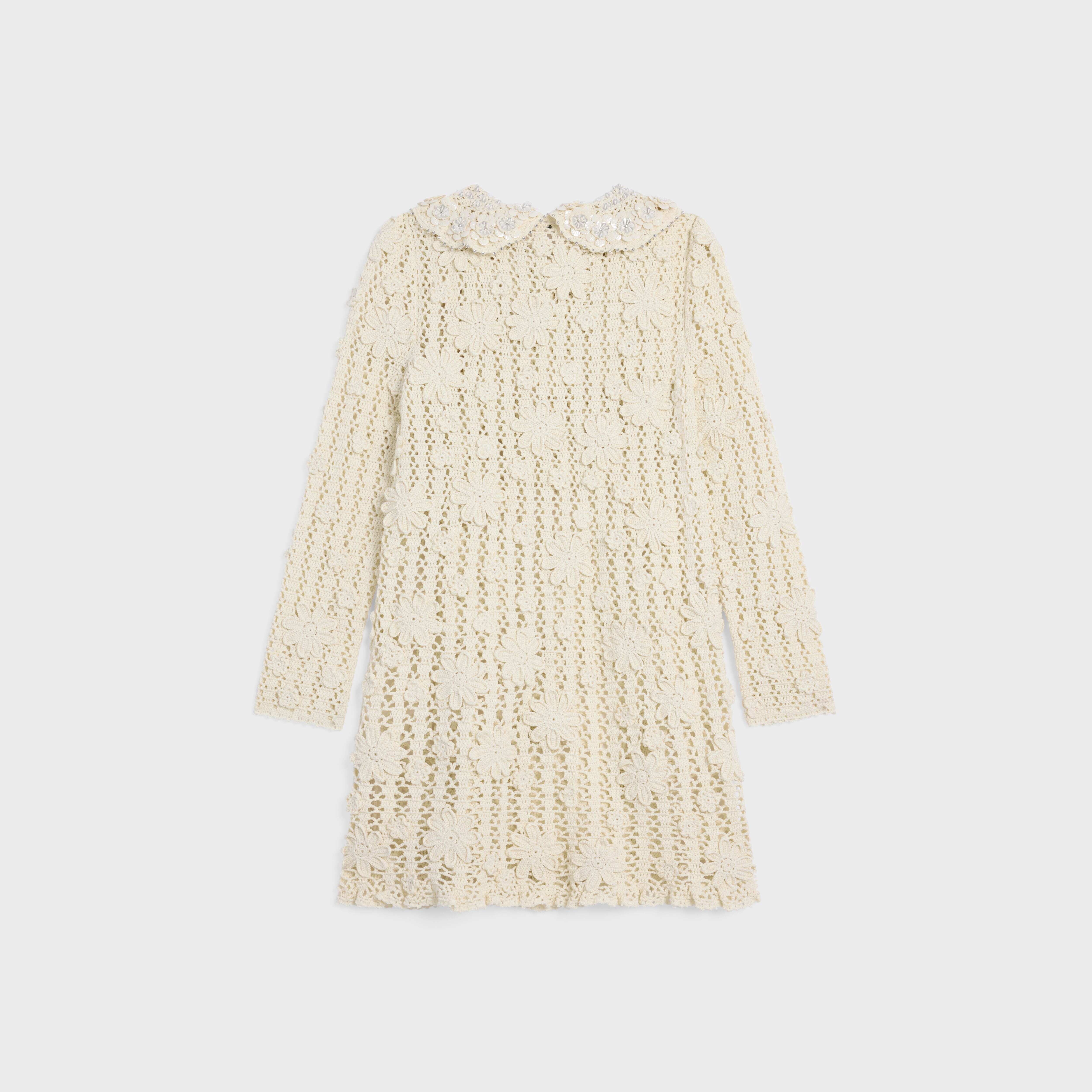 embroidered mini dress in crocheted cotton - 2