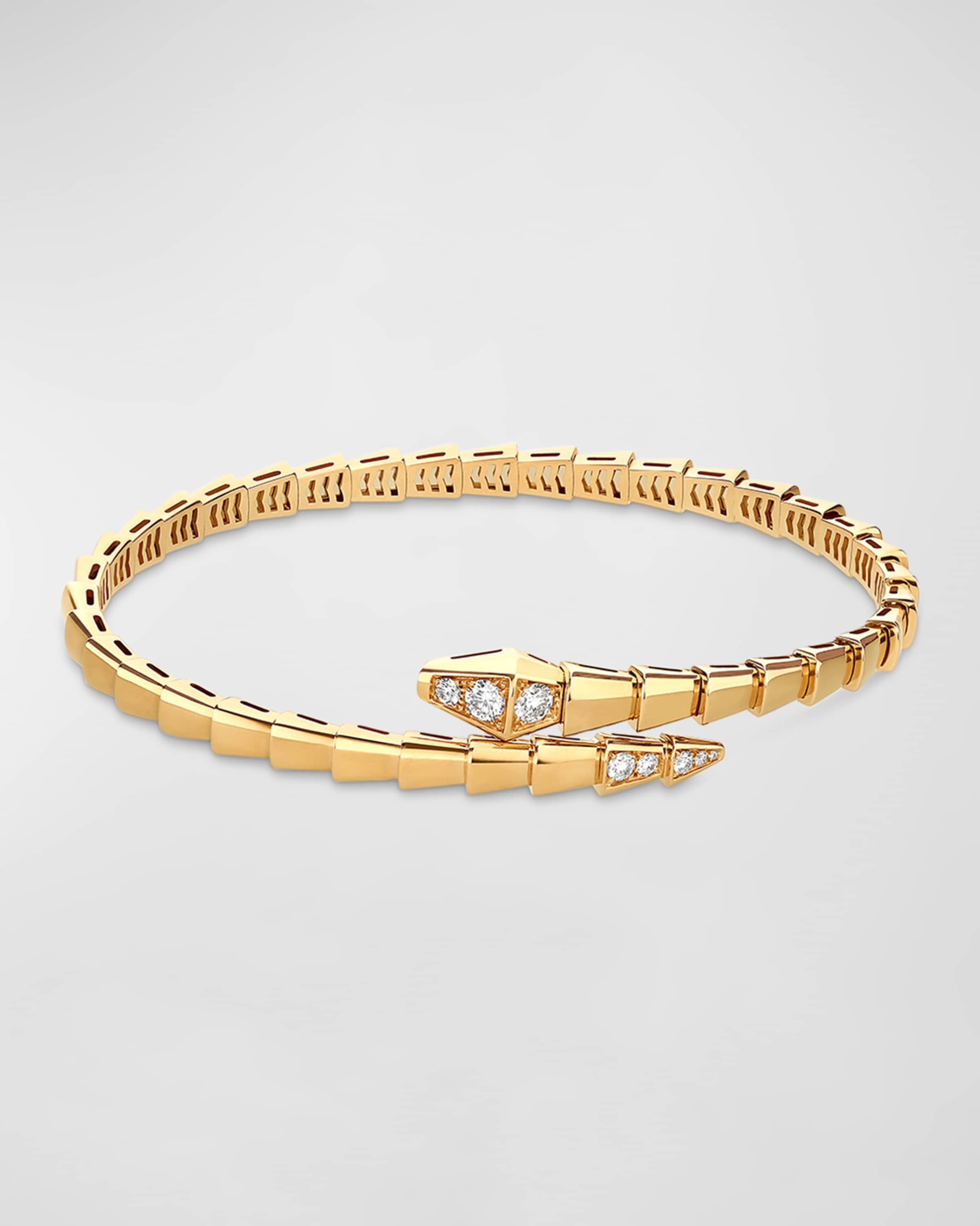 Serpenti Viper 18K Yellow Gold Bracelet with Diamonds, Size L - 4