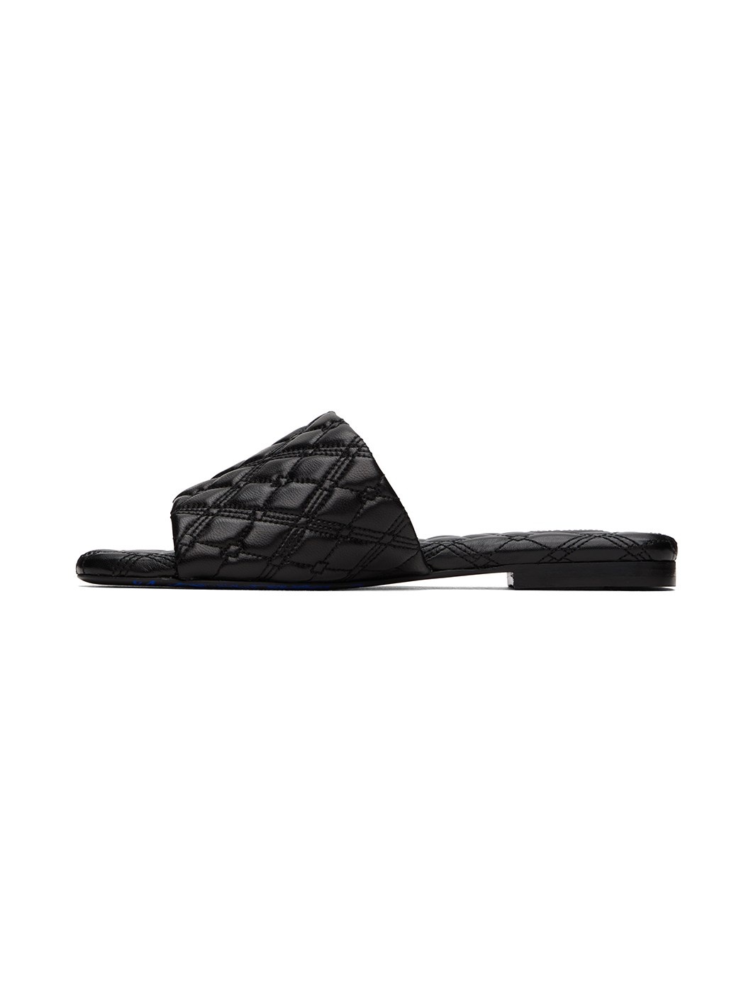 Black Leather Quilt Slides - 3