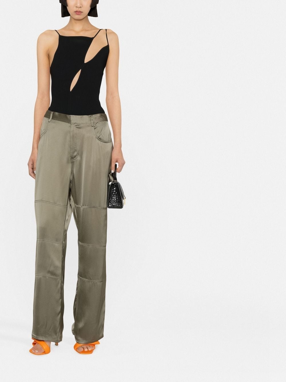 straight-leg satin trousers - 2