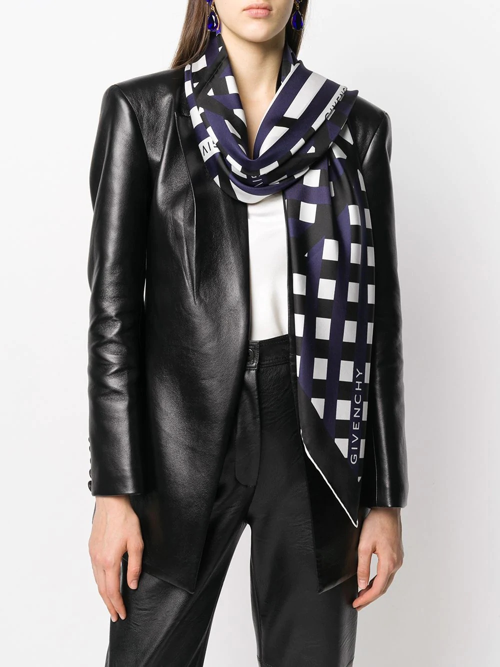 criss-cross striped print scarf - 2