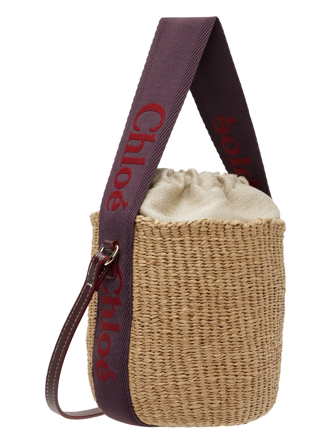 Beige & Purple Small Woody Basket Bag - 3