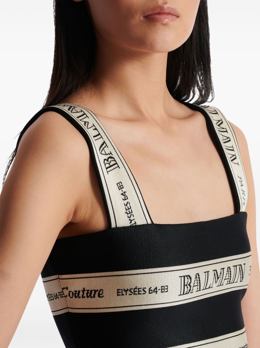 ribbon-jacquard crop top - 7