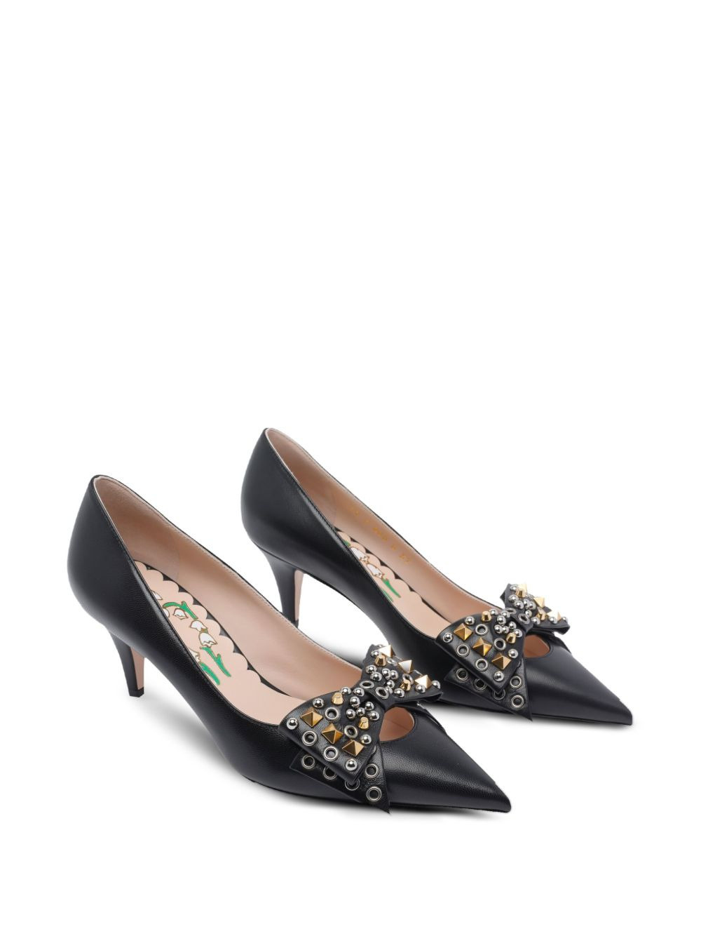 65mm studded-bow pumps - 2