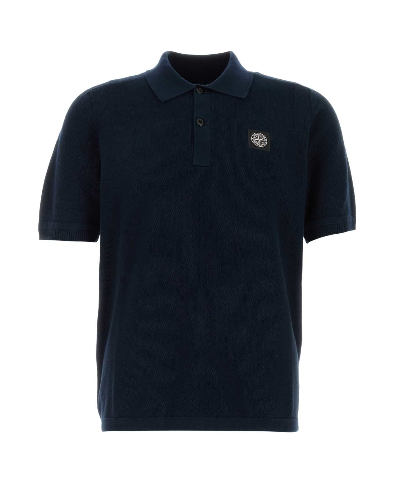 Navy Blue Cotton Polo Shirt - 1
