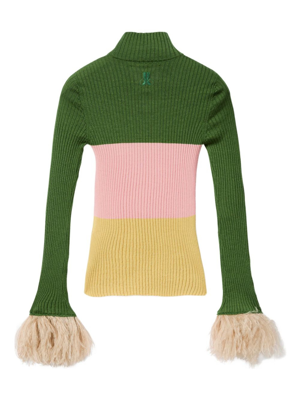 embroidered-logo feather-cuffs sweater - 2