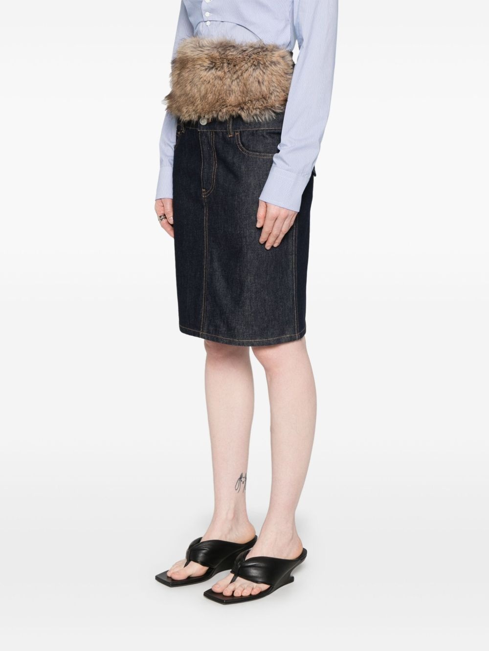 faux-fur hybrid midi skirt - 3