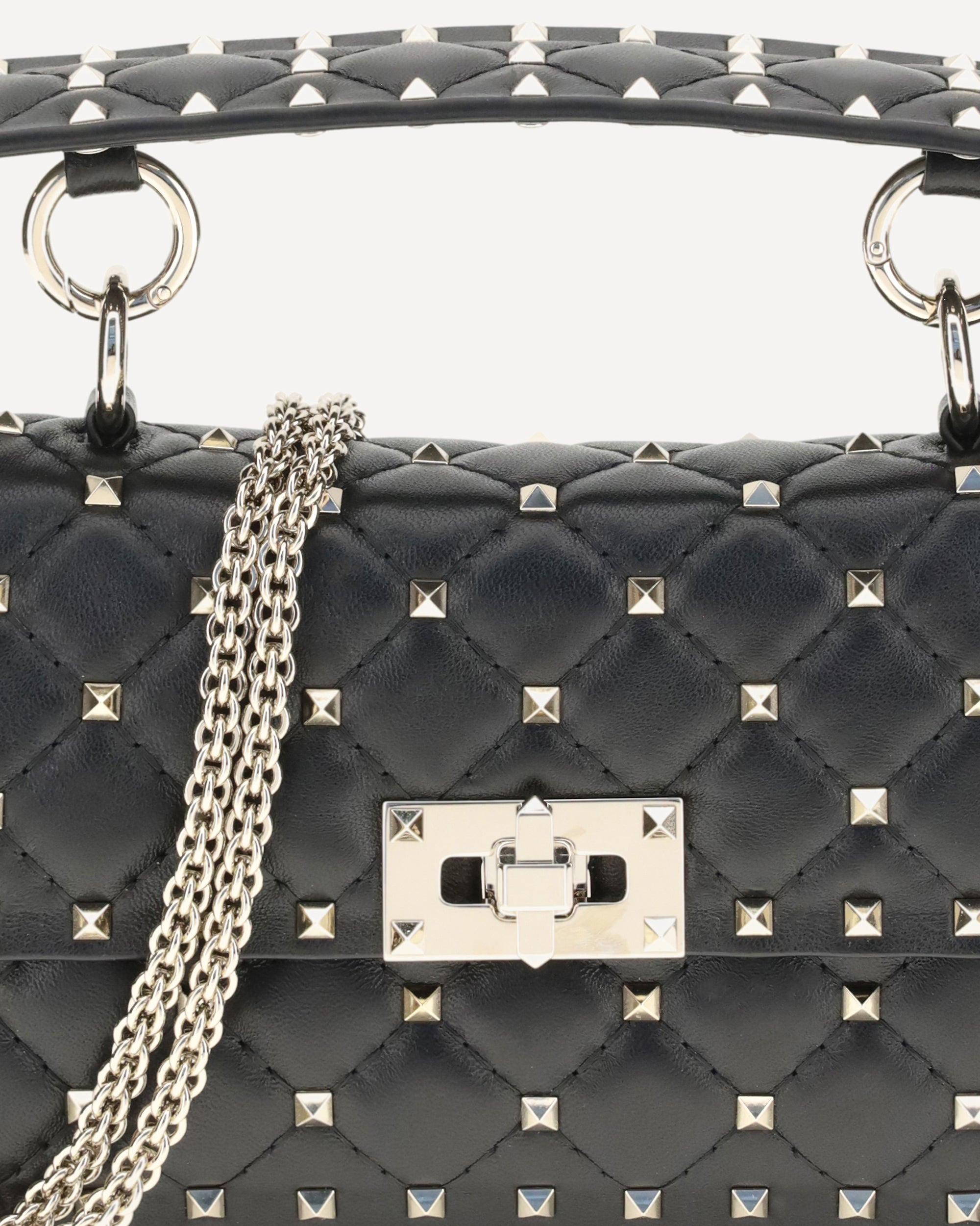 Small Leather Rockstud Spike Handbag - 4