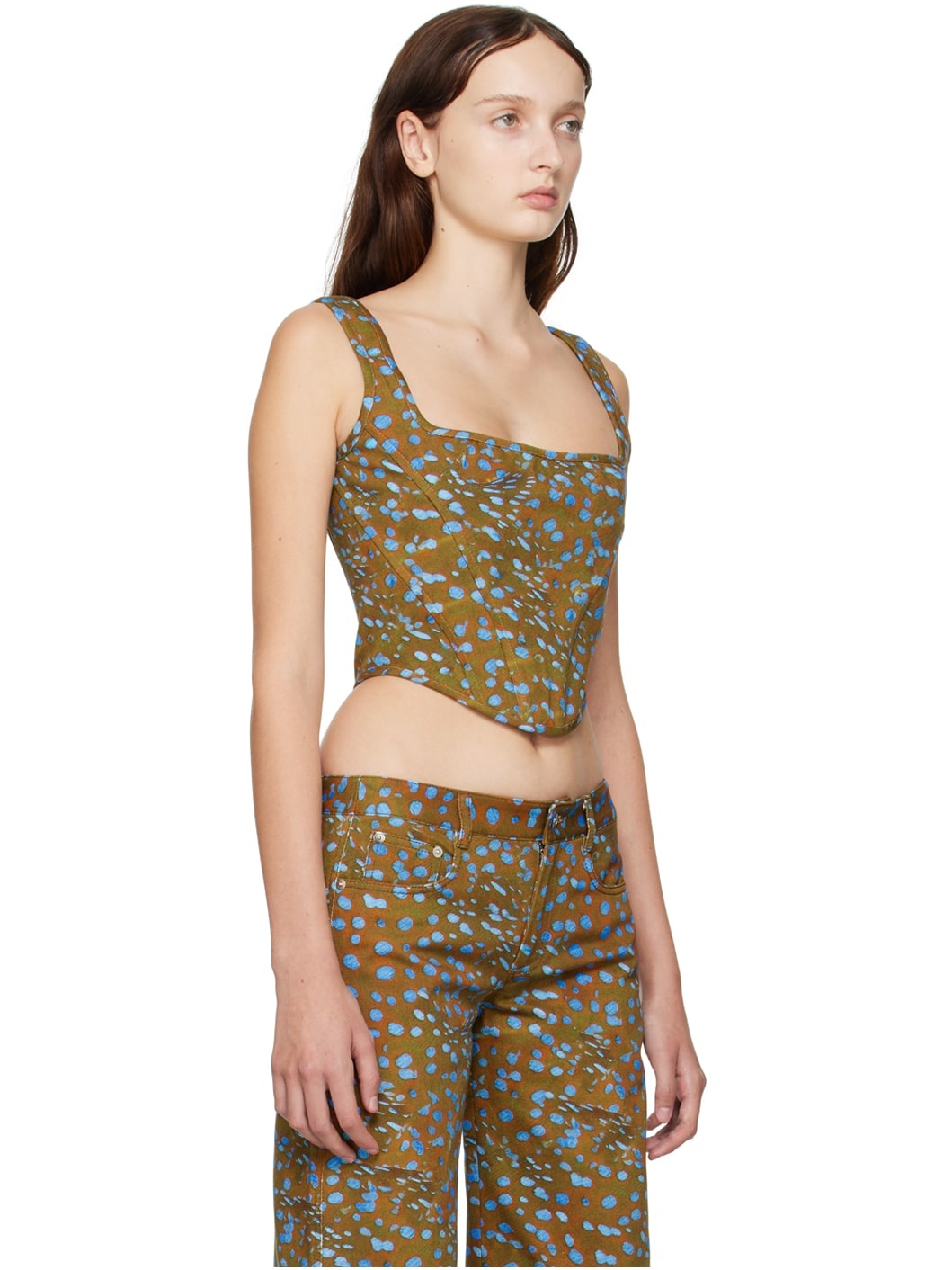 Brown Printed Corset - 2