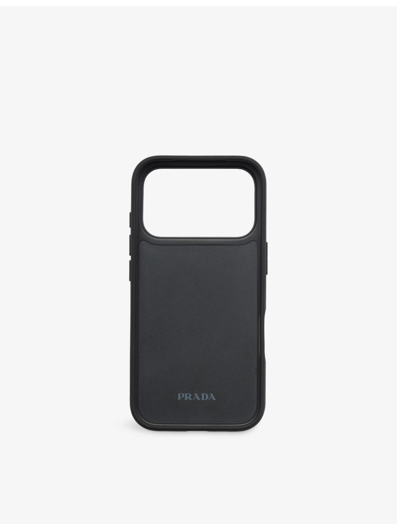 Prada Brand-Plaque Leather iPhone 17 Pro Phone Case outlook