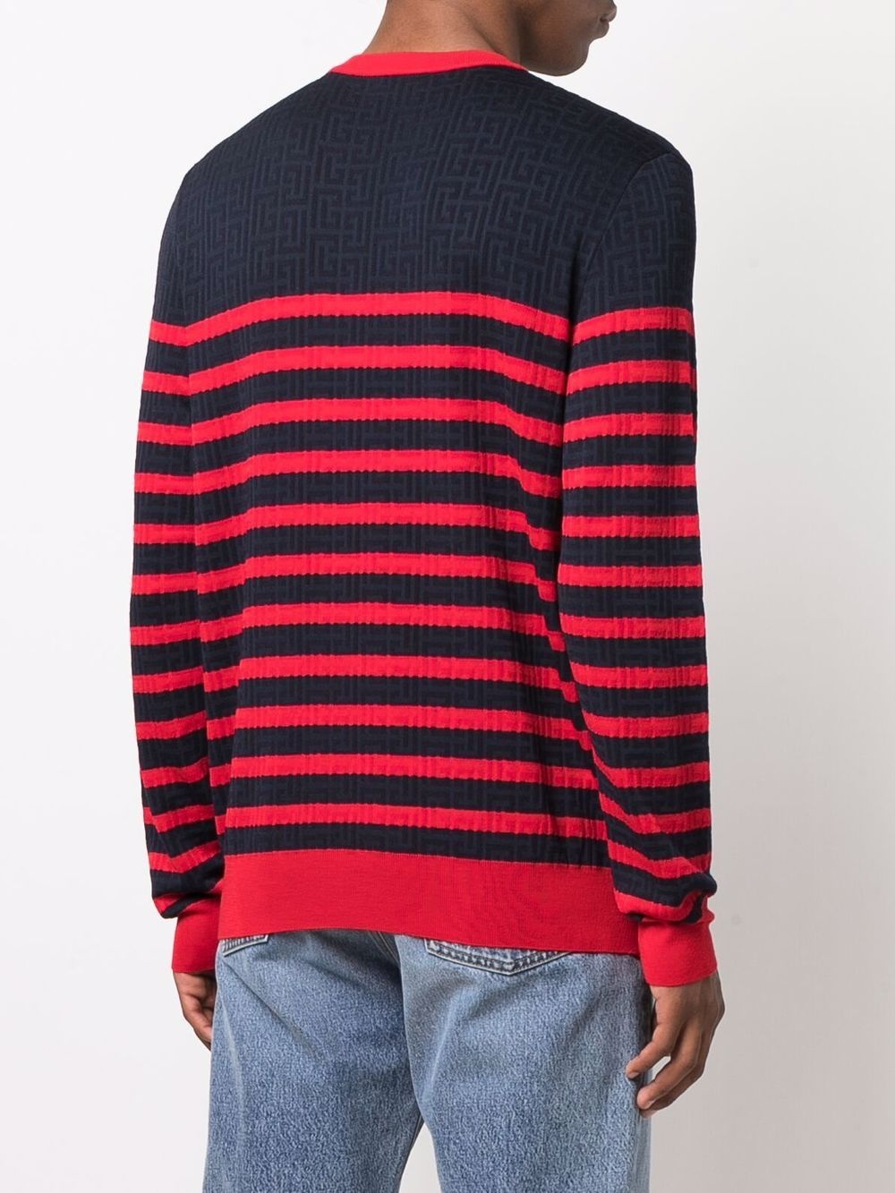 knitted sailor monogram-knit jumper - 4