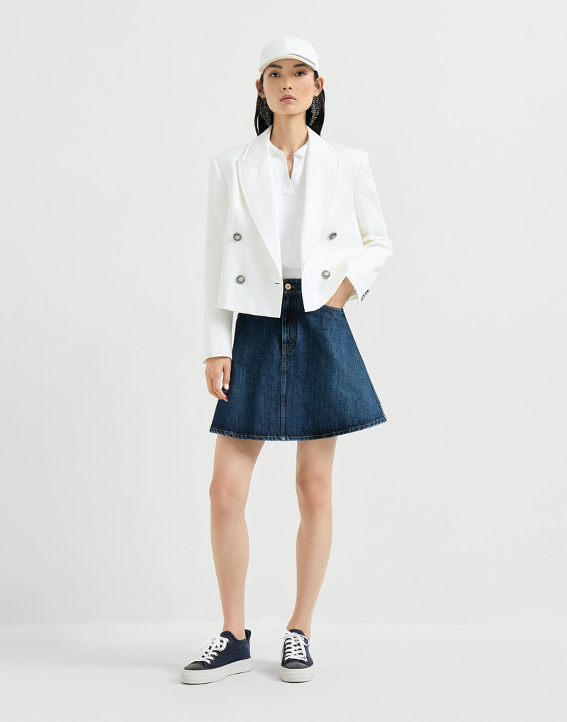 Brunello Cucinelli Authentic denim mini skirt with monili outlook