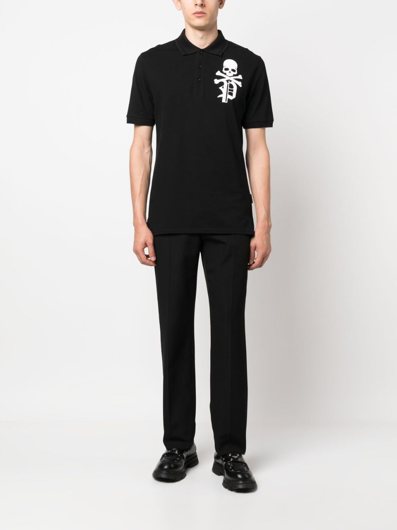 PHILIPP PLEIN Skull & Bones piqué polo shirt outlook