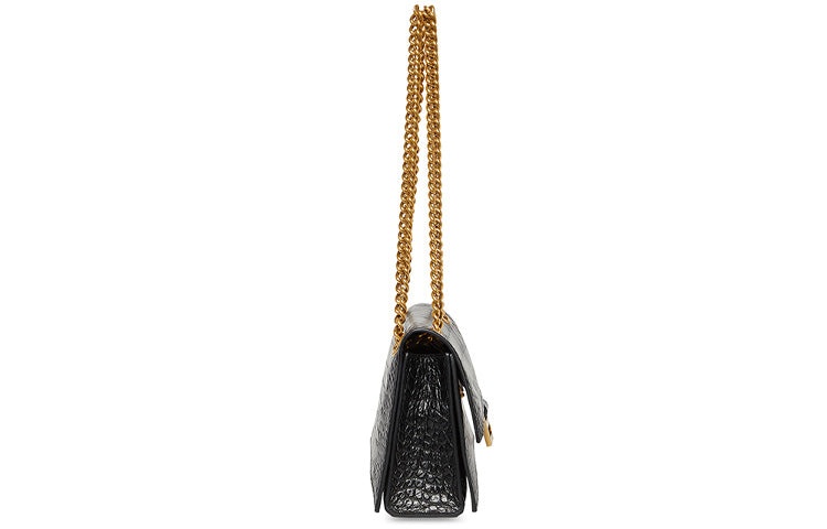 (WMNS) Balenciaga Crush Small Chain Bag Crocodile Embossed 'Black' 716351210IX1000 - 4