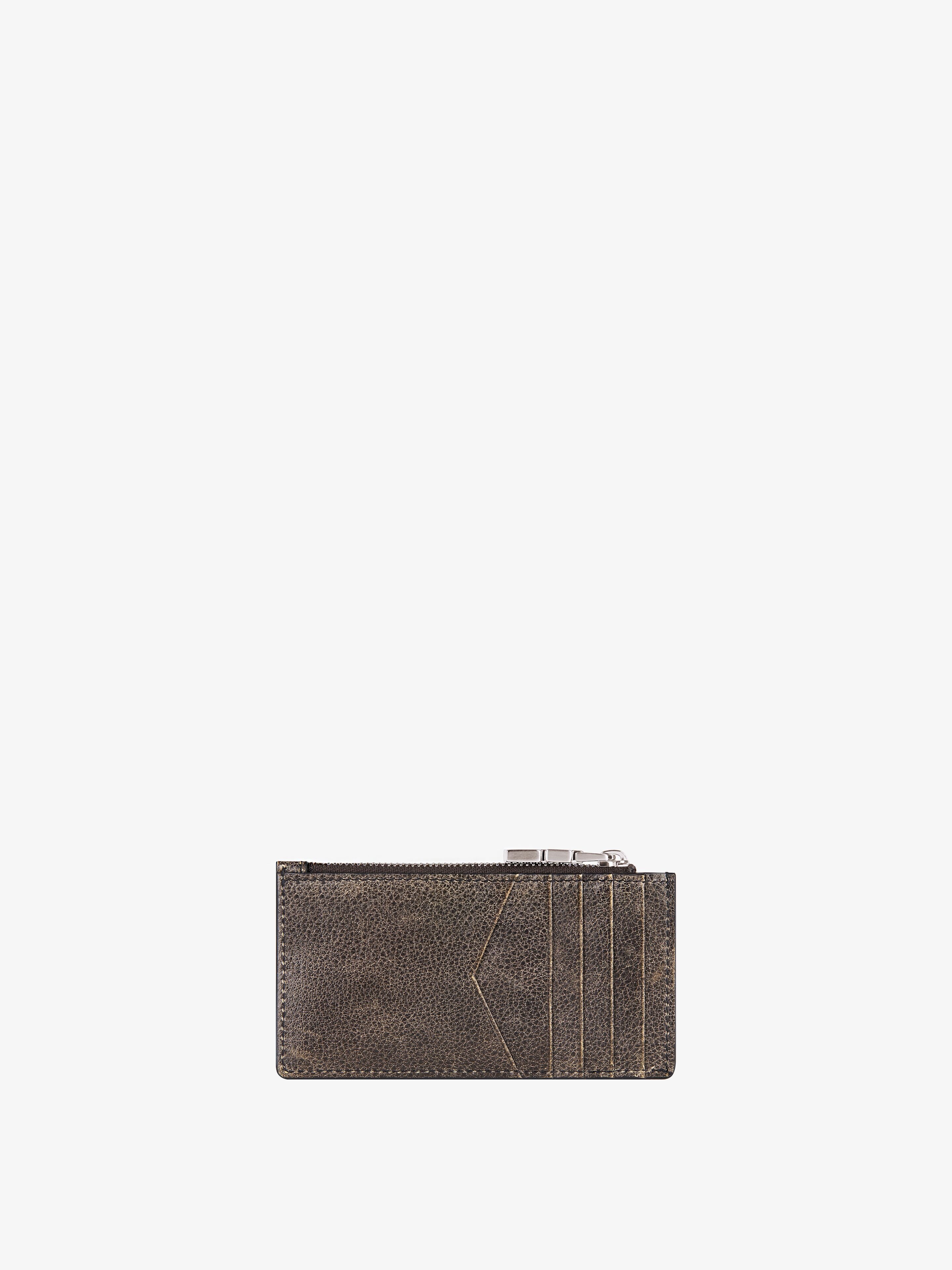 ZIPPED CARD HOLDER IN CRACKLED LEATHER - 3