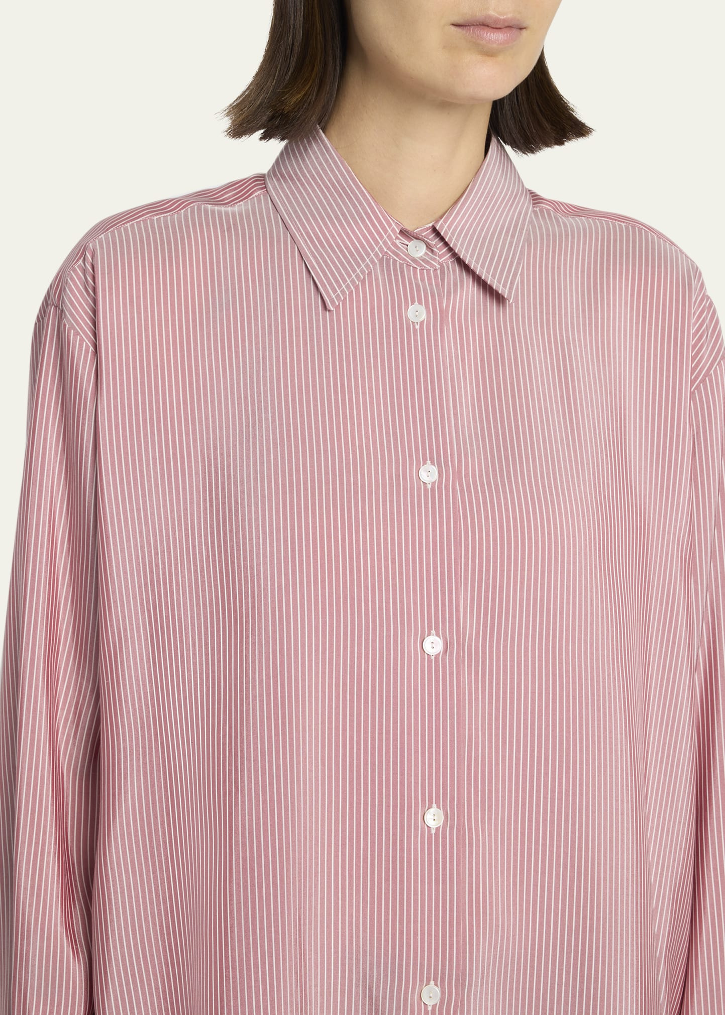 Tansy Striped Silk Button-Down Shirt - 5