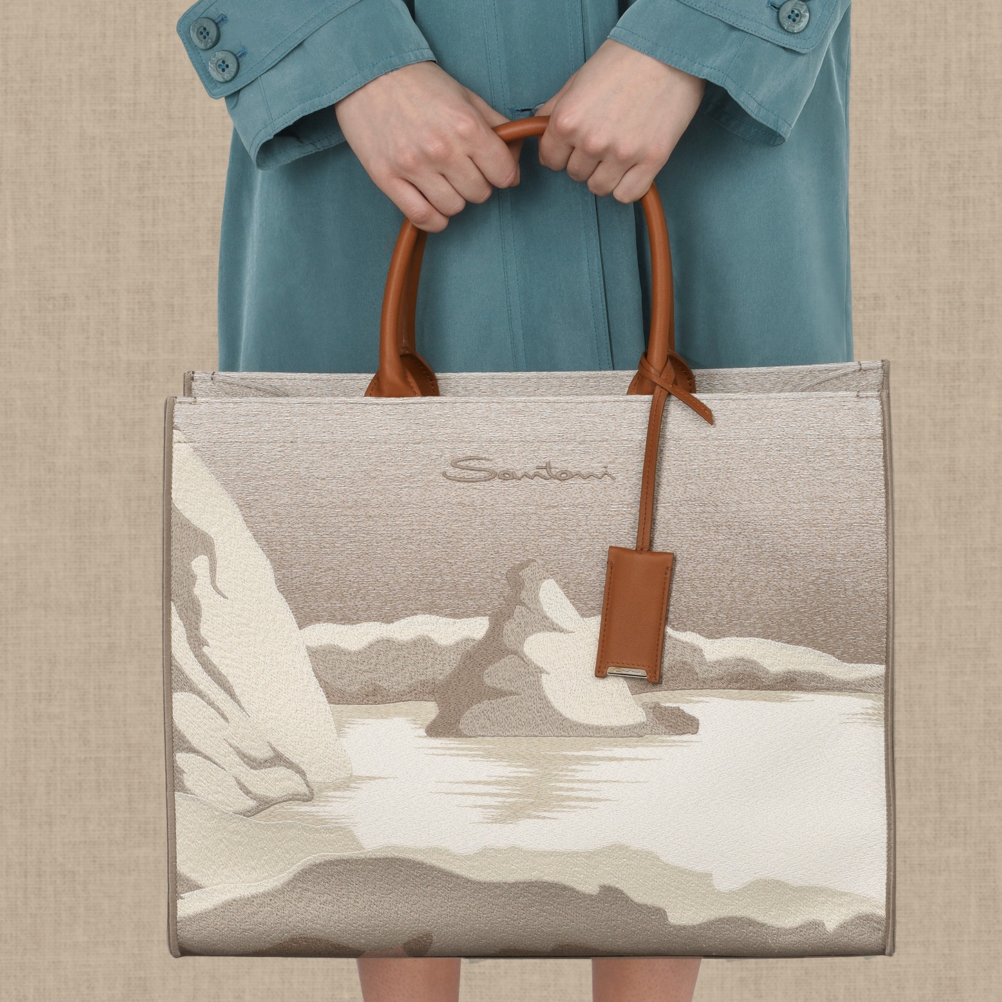 Beige fabric shopper - 2