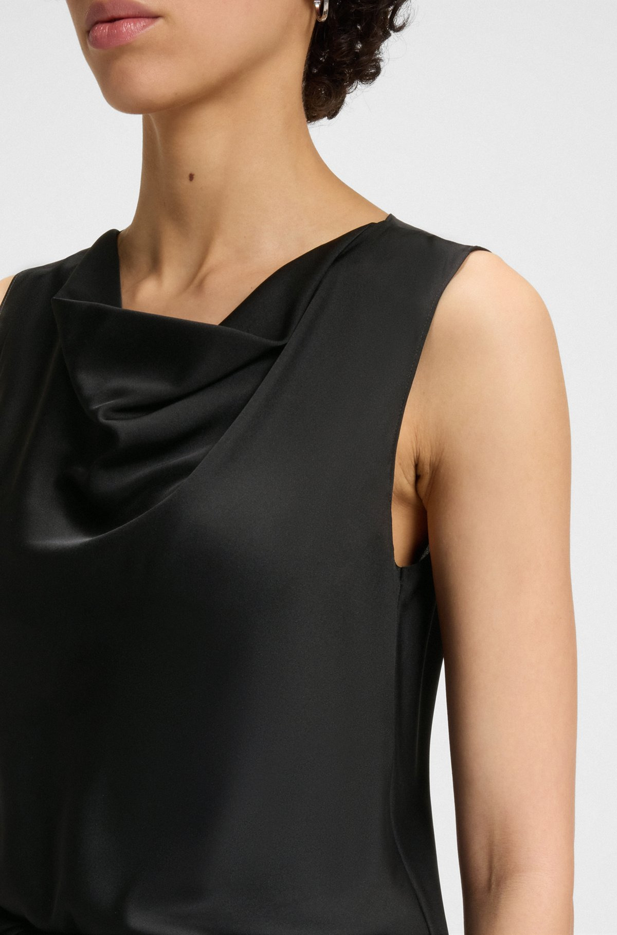 SLEEVELESS COWL-NECK BLOUSE IN STRETCH SILK - 6