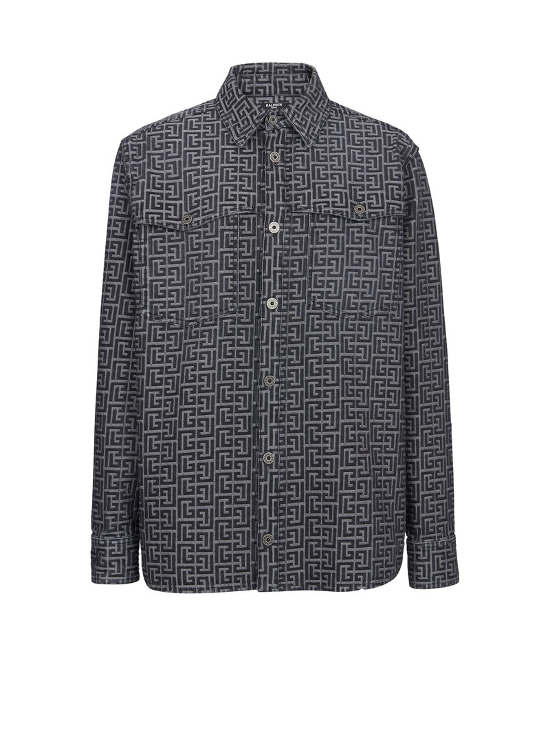 Monogrammed jacquard denim shirt - 1
