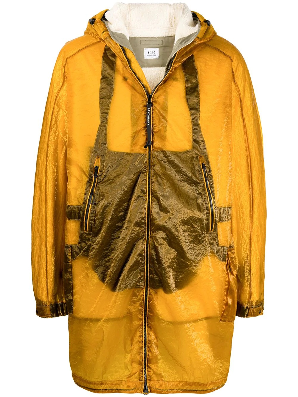 metallic-effect parka coat - 1