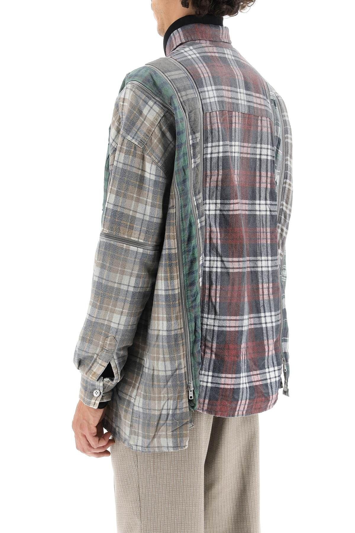 'REBUILD' PATCHWORK FLANNEL SHIRT WITH ZIPPERS NEEDLES - 4