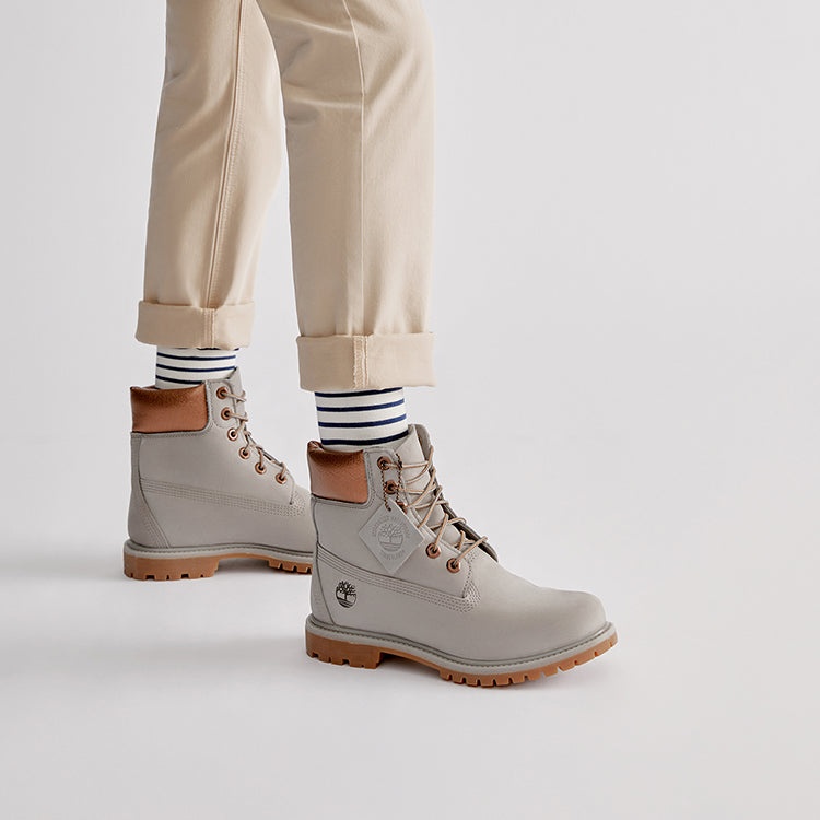 (WMNS) Timberland 6-Inch Premium Waterproof Boots 'Steeple Grey Waterbuck Gunmetal Metallic Collar'  - 6