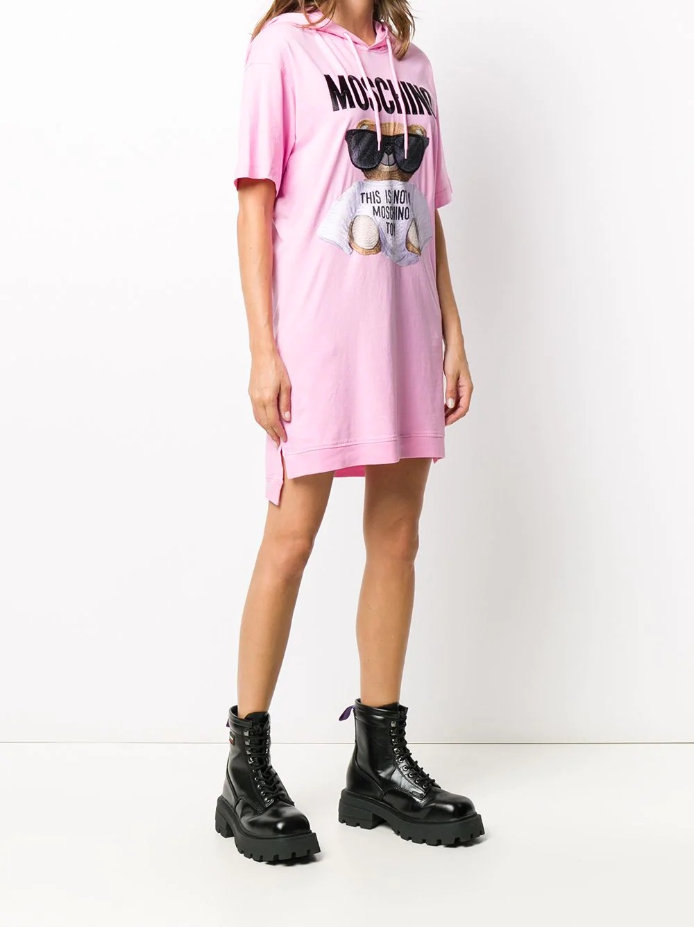 Teddy Bear-print hooded T-shirt dress - 3