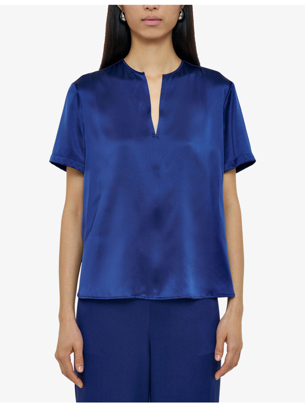 Gala V-Neck Short-Sleeve Silk Blouse - 2