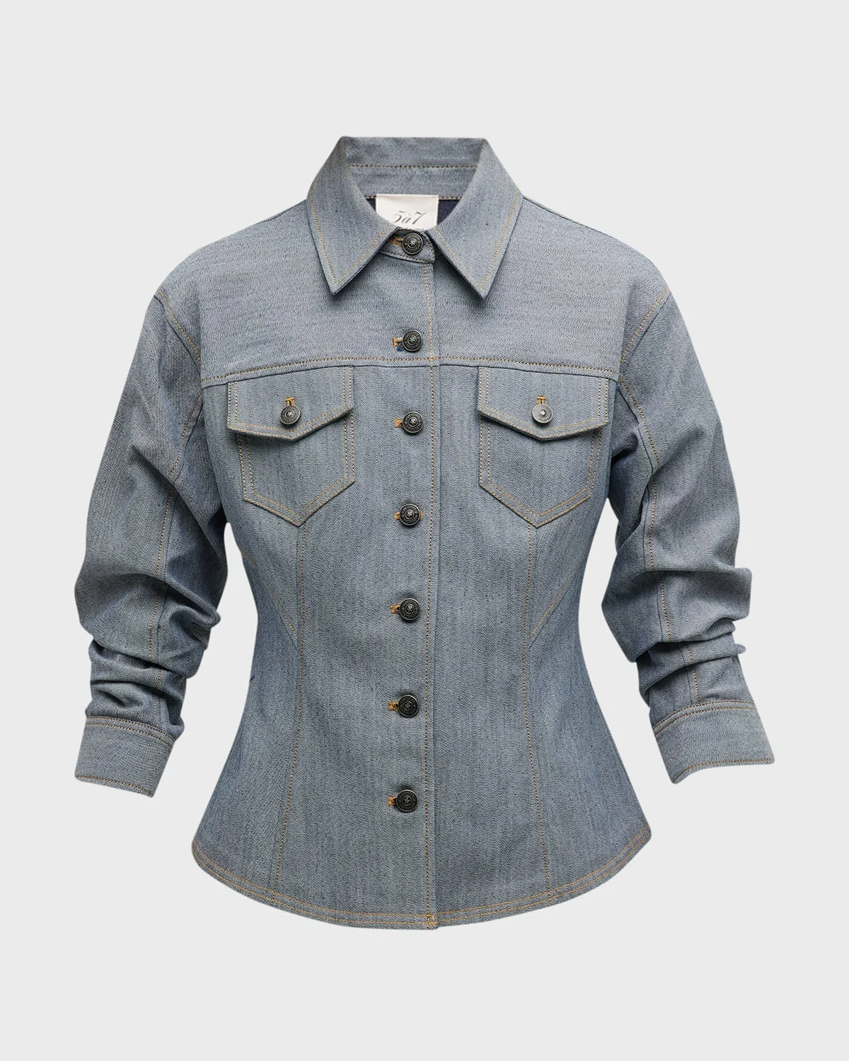 Canyon Reverse Denim Scrunched-Sleeve Jacket - 1