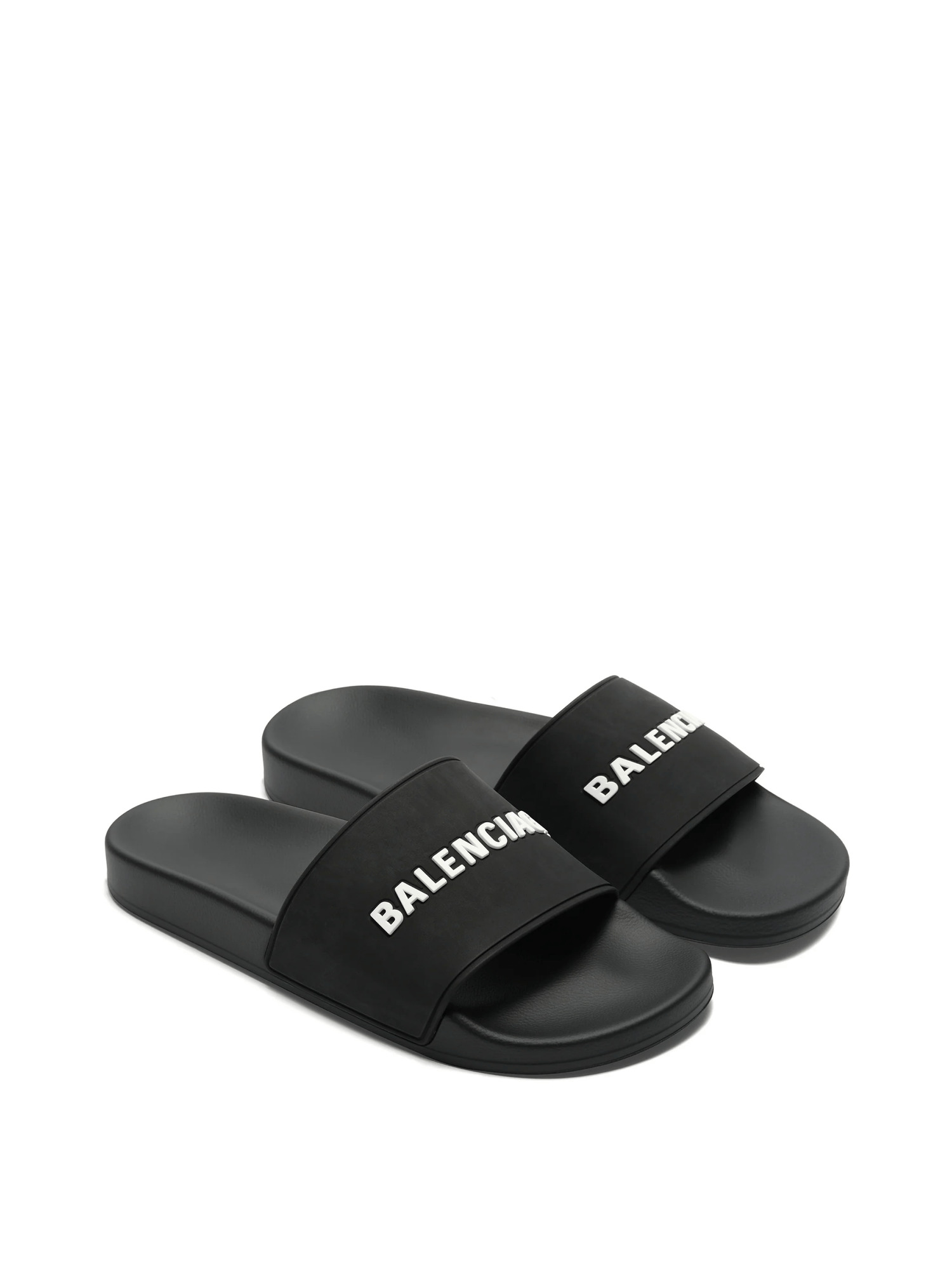 3D Logo Rubber Pool Slide Sandal in Black/White - 2