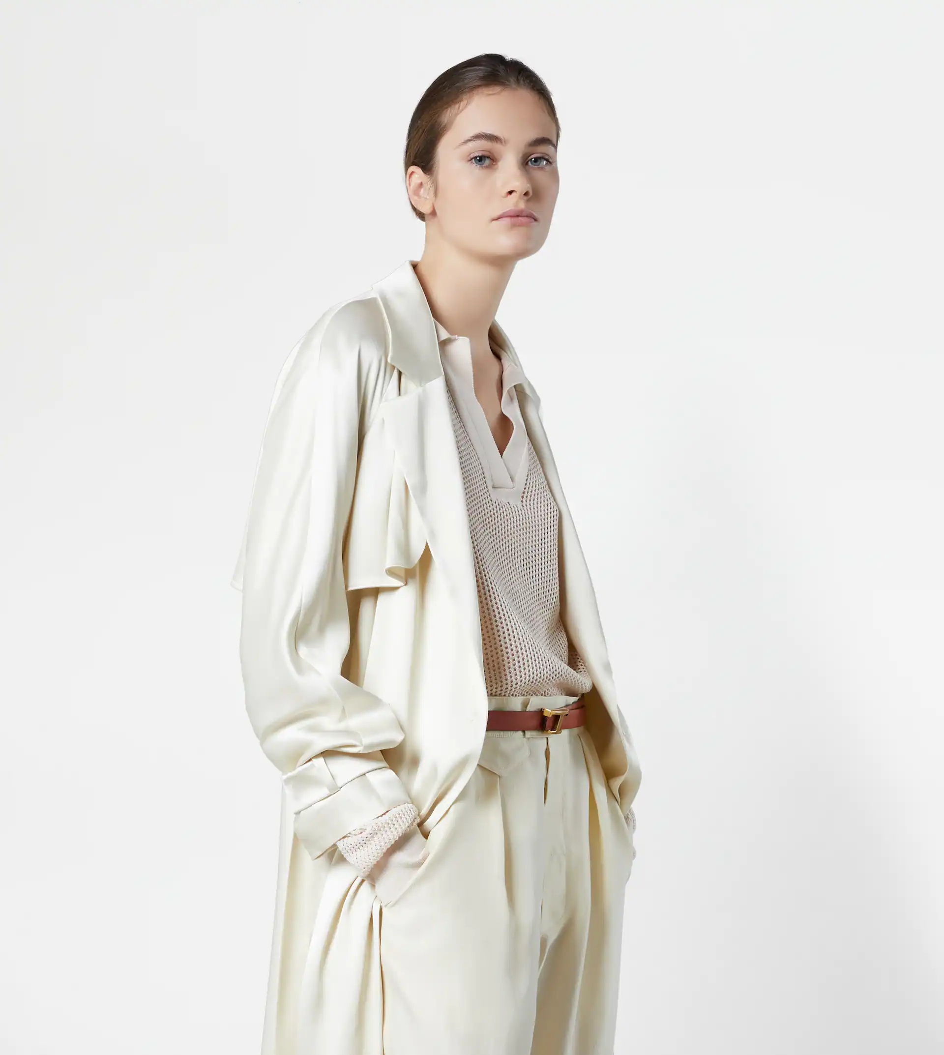 VISCOSE TRENCH COAT - WHITE - 7