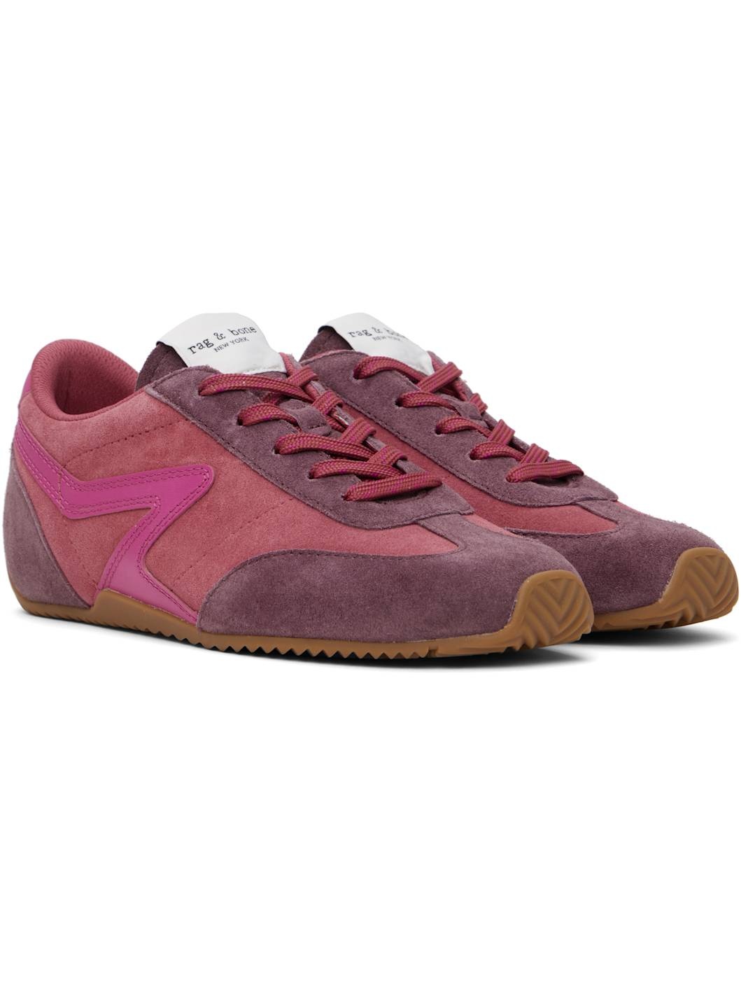 Pink & Purple Suede Ultra Slim Retro Runner Sneakers - 4