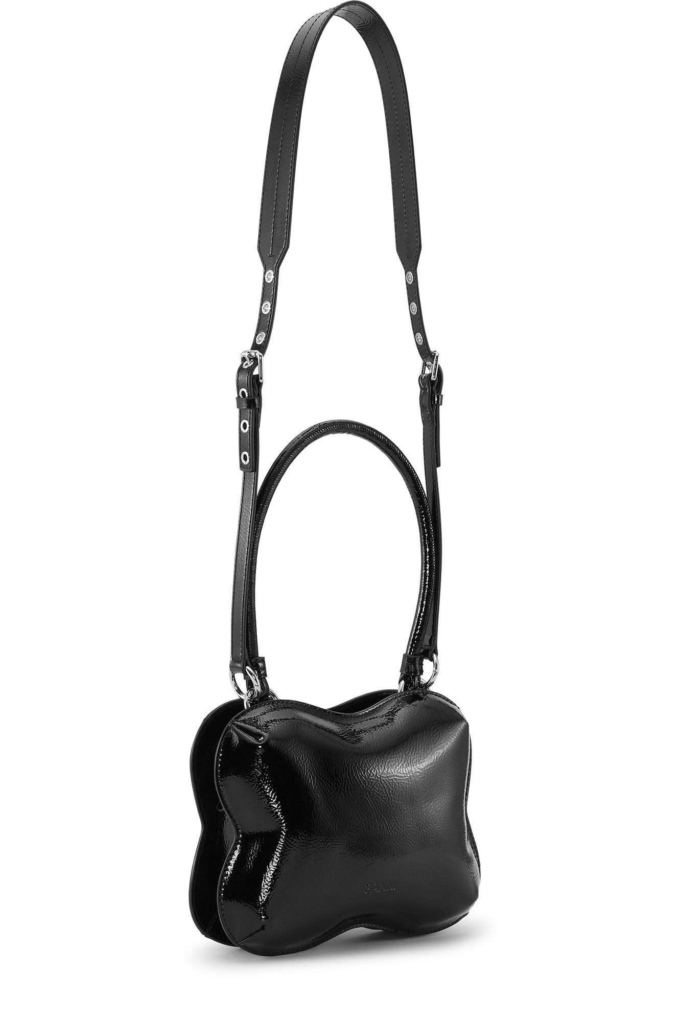BLACK PATENT BUTTERFLY BAG - 2