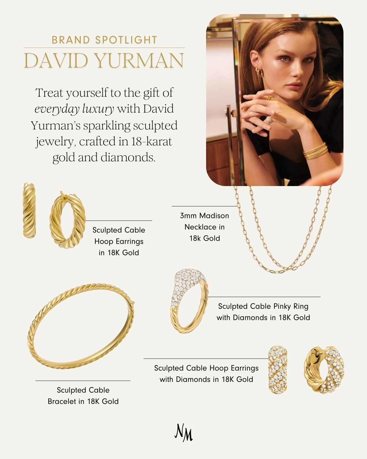 Sculpted Cable Bracelet in 18K Gold - 3