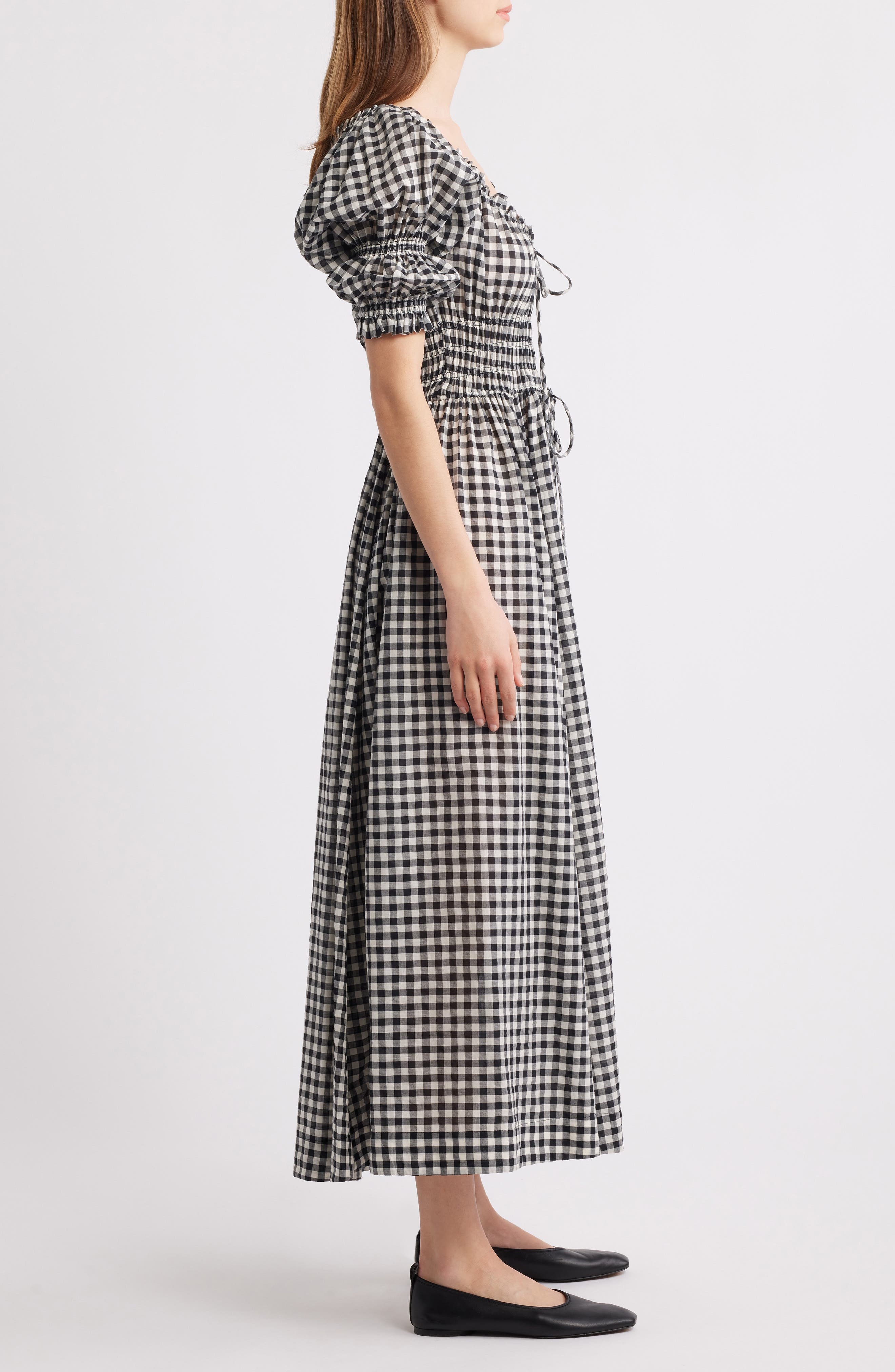 DÔEN Ischia Gingham Convertible Organic Cotton Maxi Dress in Noir Greta Gingham at Nordstrom - 3