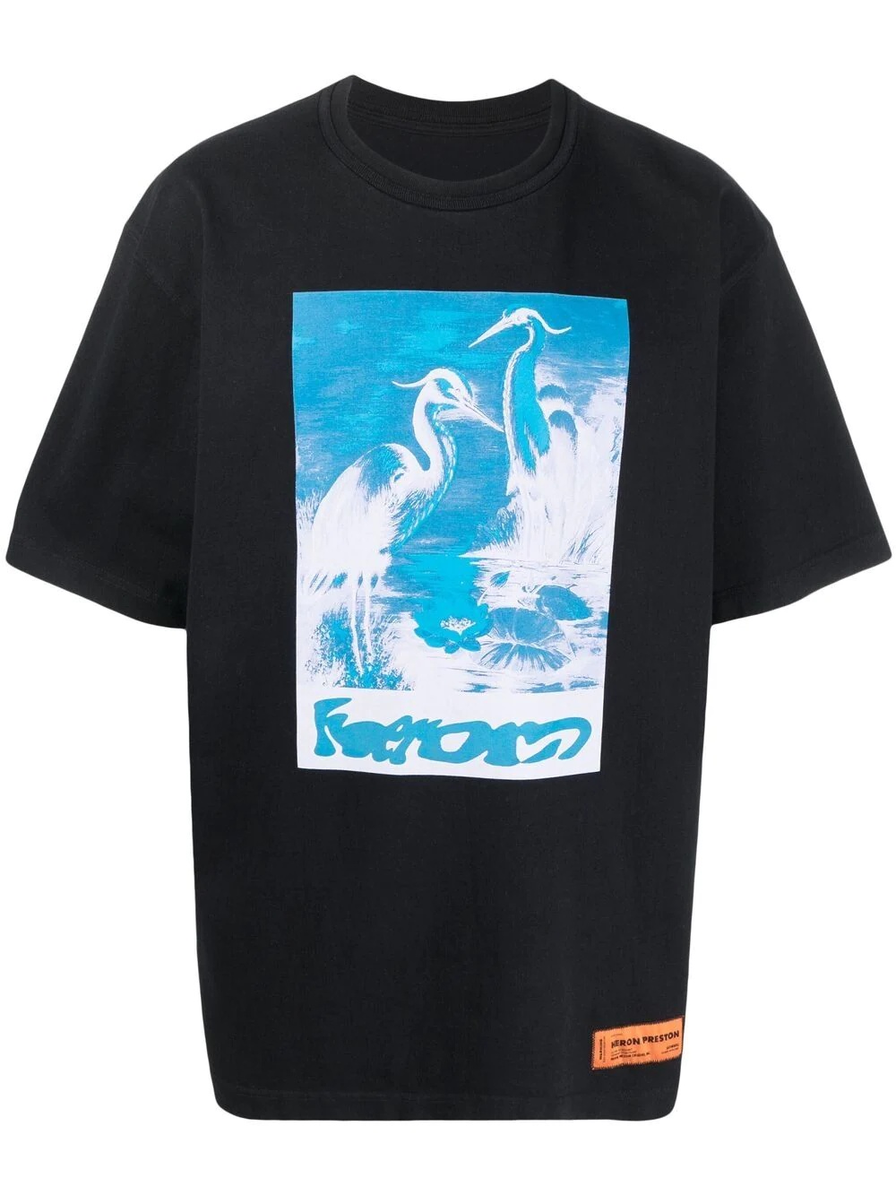 heron-print T-shirt - 1