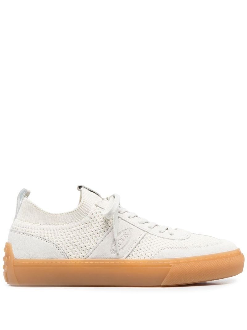 suede-panelled low-top sneakers - 1