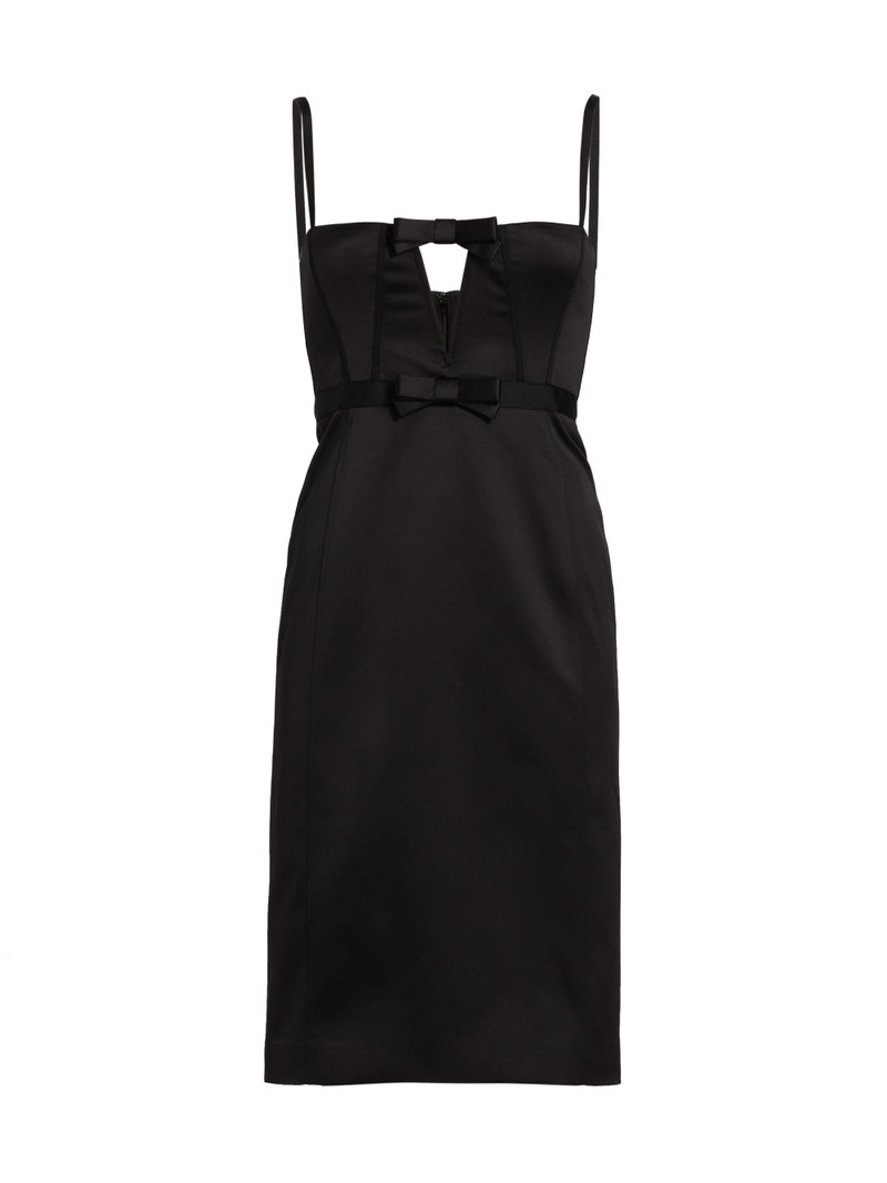 Women's Carmen Knee-Length Satin Dress - Noir 1