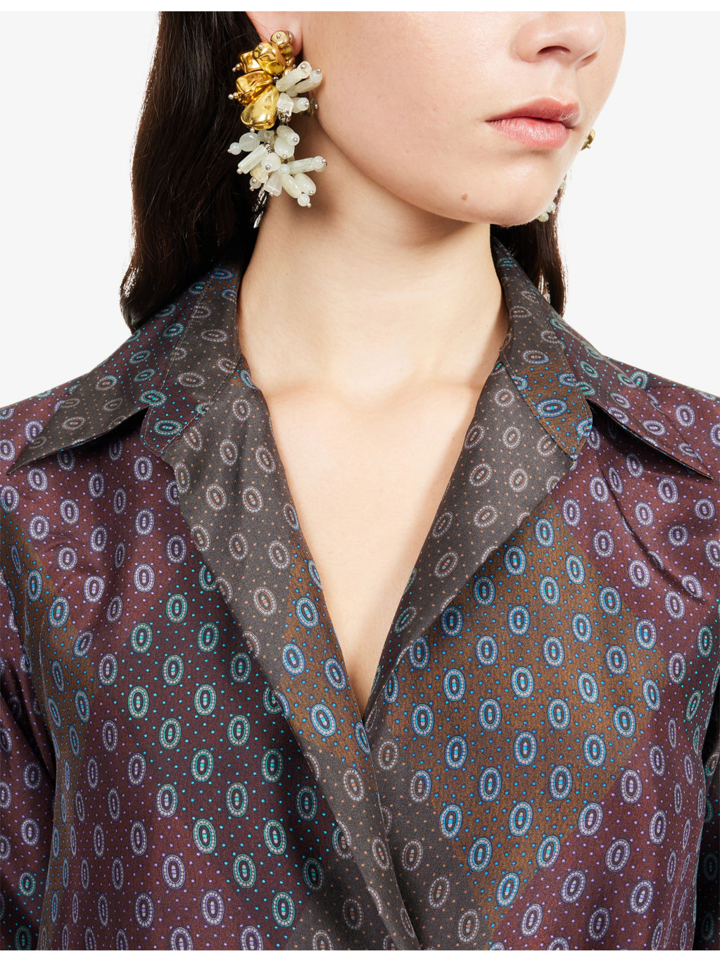 Cedal Printed Drawstring-Hem Silk Shirt - 6