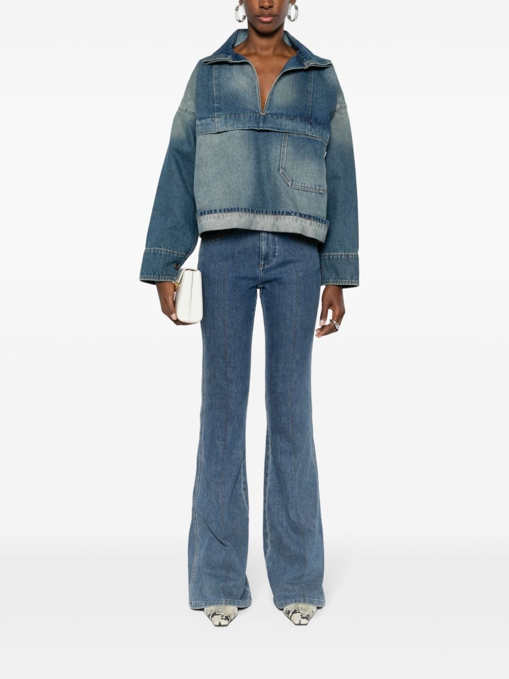 cropped denim shirt - 2