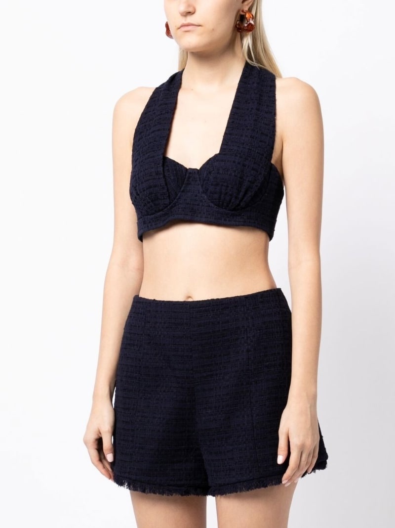 tweed halterneck cropped top - 3