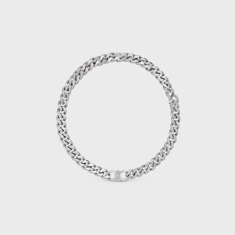 Triomphe Gourmette Necklace in Brass with Rhodium Finish 1