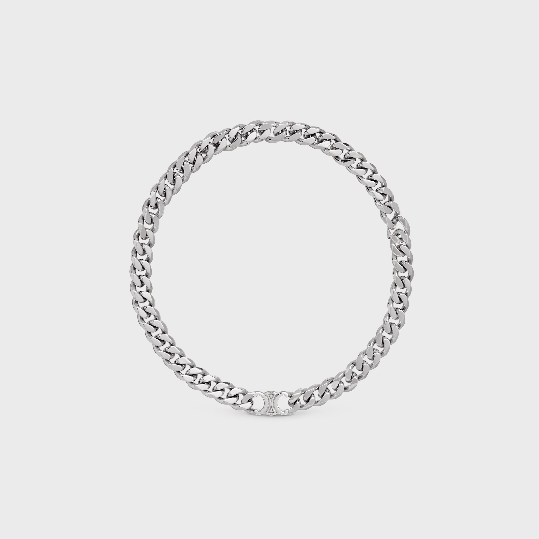 Triomphe Gourmette Necklace in Brass with Rhodium Finish - 1