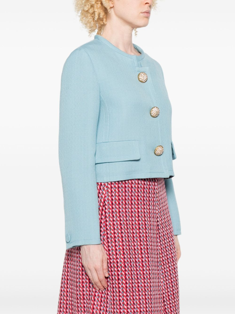 embellished button jacket - 3