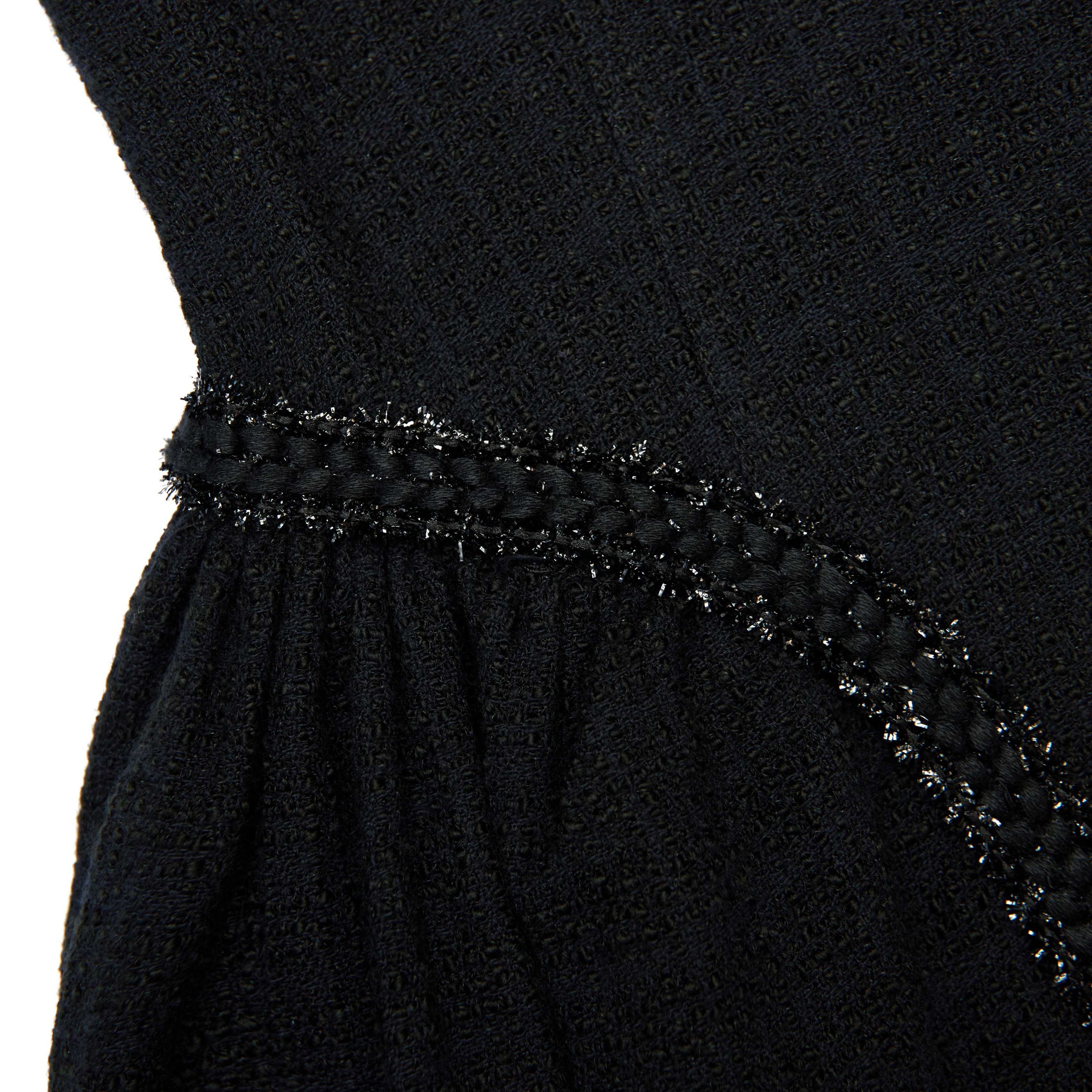 Black Boucle Sleeveless Midi Dress - 5