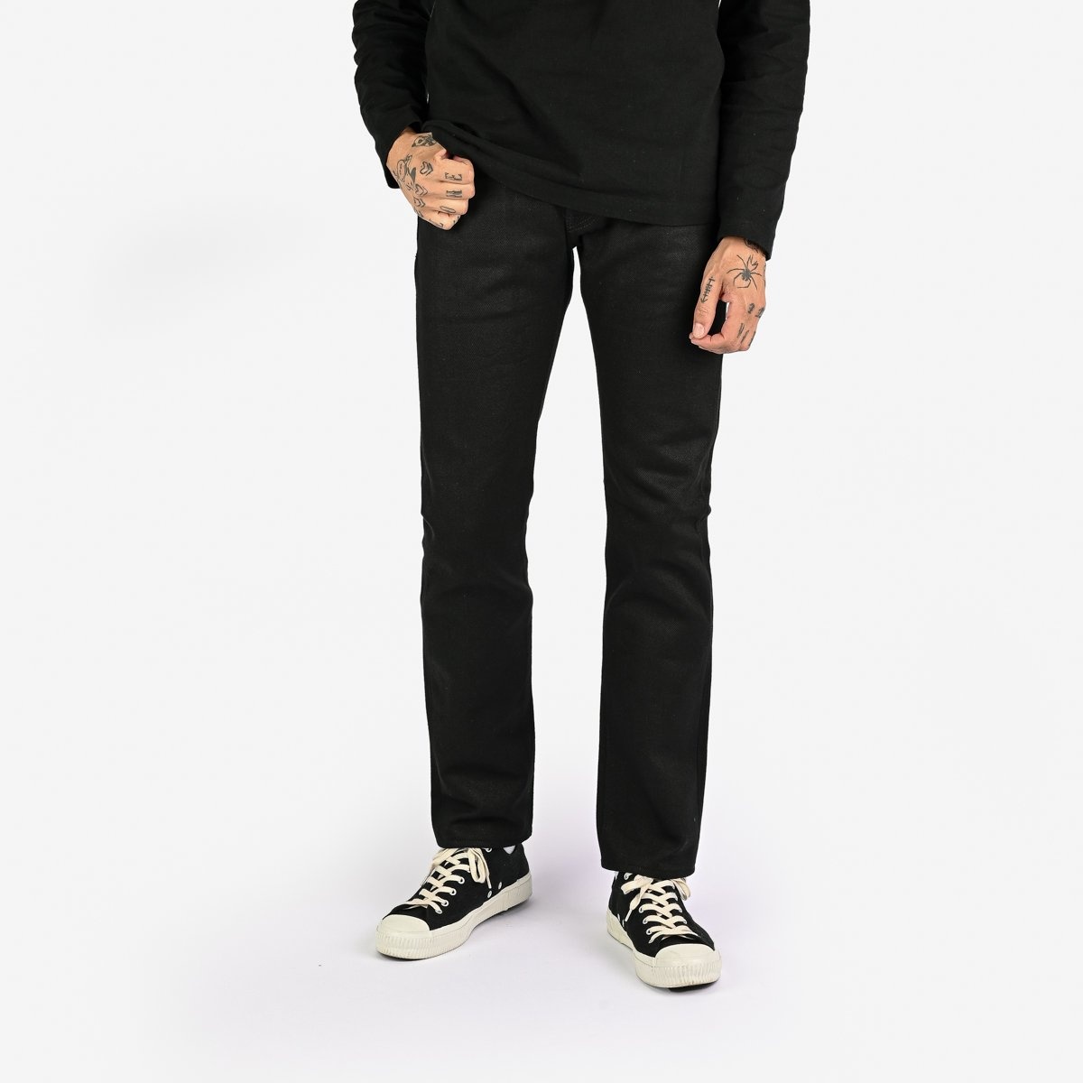 IH-777S-SB 21oz Selvedge Denim Slim Tapered Cut Jeans - Superblack Non-Fade - 3