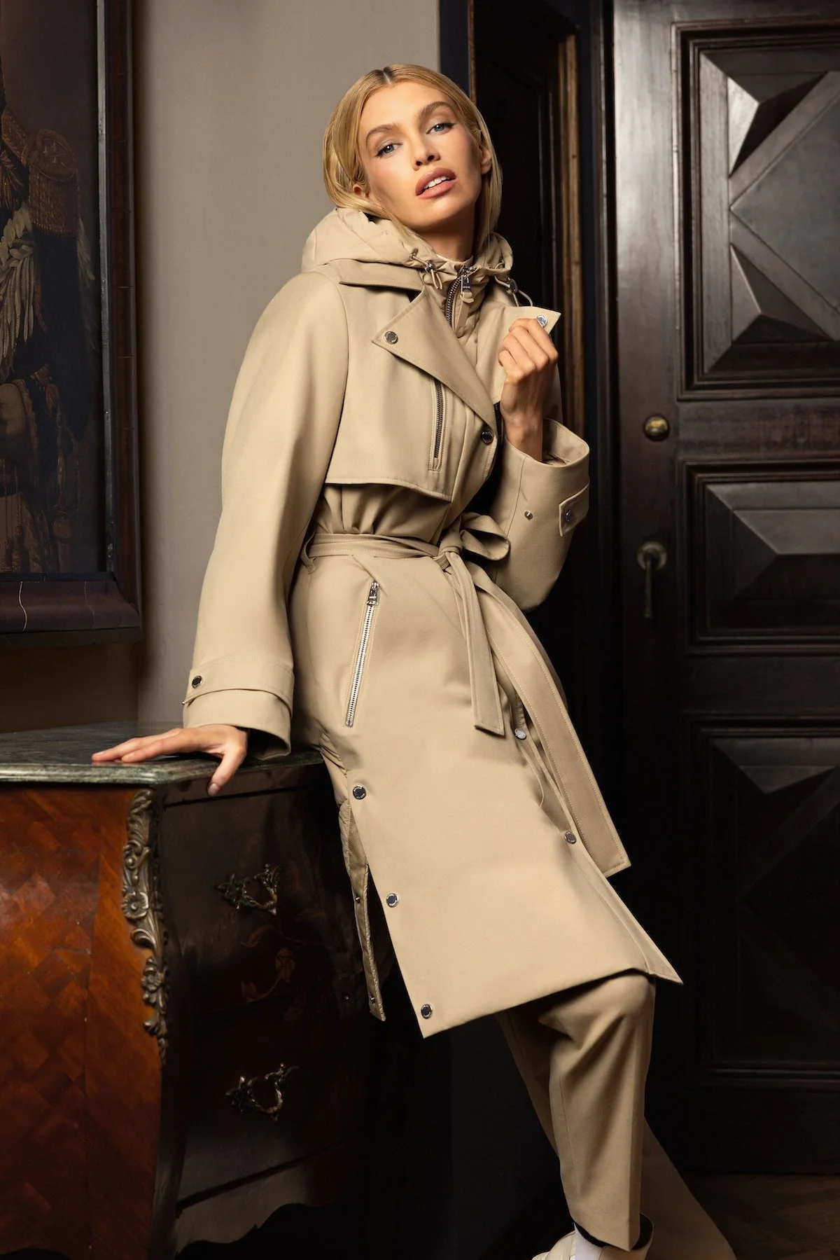 SIOBHAN Down Trench Coat with Removable Bib - 1