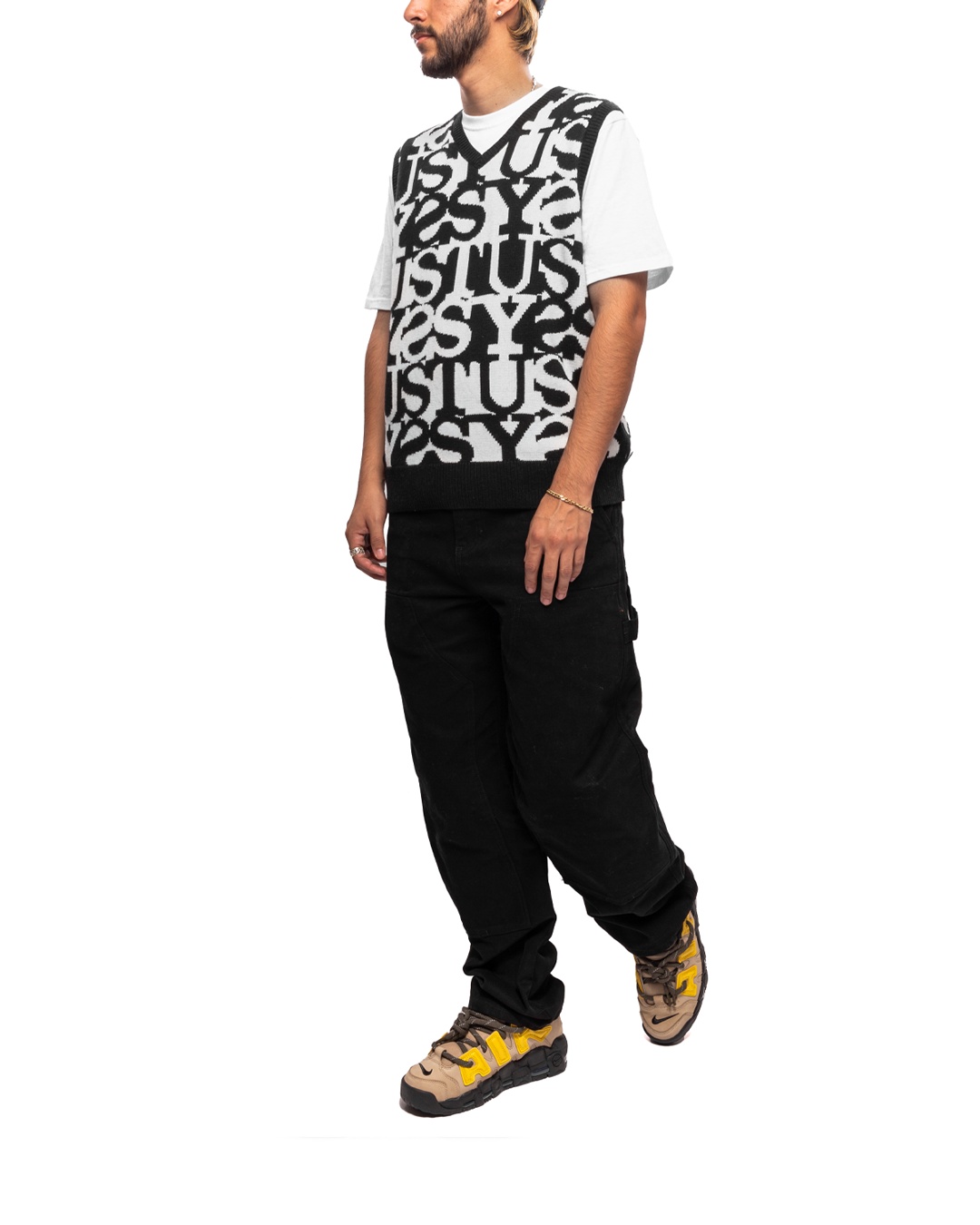 Stüssy Stacked Sweater Vest Ivory | likelihood | REVERSIBLE