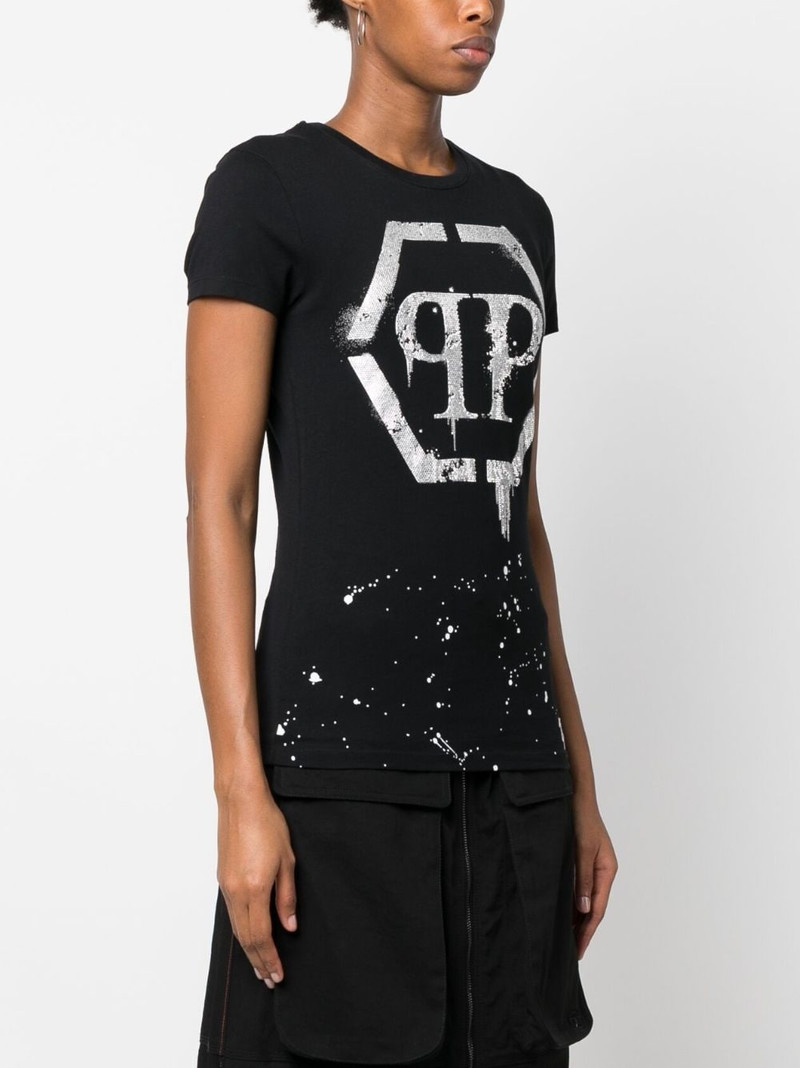 crystal-embellished logo T-shirt 3