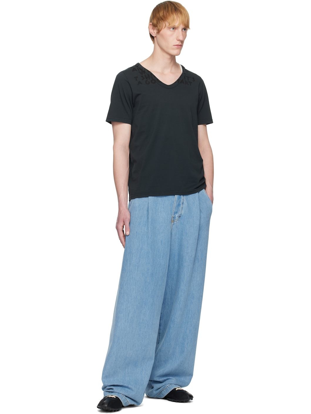 Black V-Neck SIDA Jersey T-shirt - 4